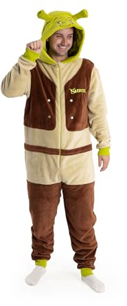 Shrek Character Unisex Onesie | Cosy Fleece Loungewear with 3D Hood & Zipper | Long Sleeve Movie Costume for Relaxing & Dress-Up Merch