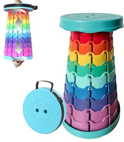 AUEJACKY Tragbarer Klapphocker,Klapphocker Hocker Max TragfäHigkeit 180 Kg,6,5-45 cm HöHenverstellbarer Klapphocker Mit Kissen,Campinghocker Für Erwachsene, Zusammenklappbar