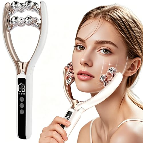 Facial Massager, Facial Massager Face and Neck, Microcurrent Massager,Face Sculpting Tool with 3D Roller, Neck Massager, Face Slimmer Beauty Device for Leg Neck Portable Skin Care Tool