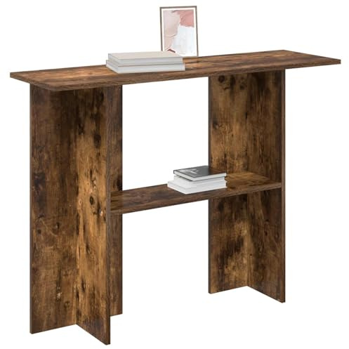 vidaXL Konsolentisch Geräucherte Eiche 100 x 30 x 75 cm Holzwerkstoff, Moderner Konsolentisch, platzsparend für Flur, schmaler Akzent, Eingangsbereich Deko, aus hochwertigen Holzwerkstoffen