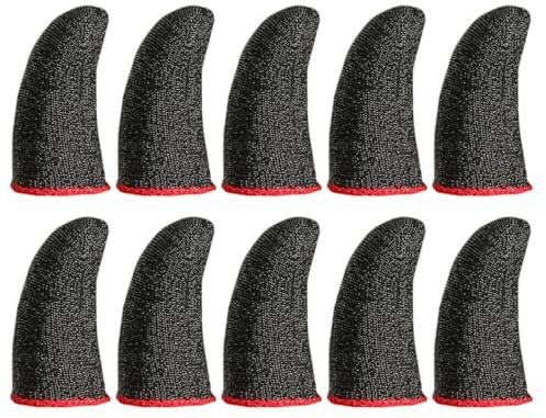 Amosfun Spiel Controller Fingerlinge 10 Stück Silberne Faser Atmungsaktive Fingerschutz für Gaming und Feinmotorik mit Rutschfestem Fingerschutz