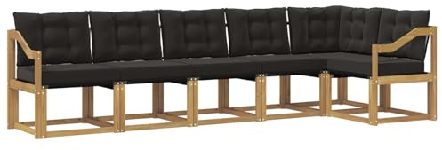 vidaXL Outdoor-Sofagarnitur mit Kissen 6 pcs Weiß und Schwarz, Gartenlounge, Moderne Sofas für draußen, strapazierfähige Sitzgruppe für Terrasse, Perfekter Komfort