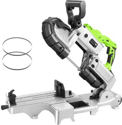 Portable Band Saw 1100w Metal Cutting Tool Dual Mode Handheld and Table Stand Band Saw for Steel Aluminum PVC Stainless Steel Workshop Jobsite LED Adjustable Velocity