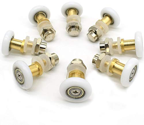 YUANQIAN Set mit 8 Rollen für Duschkabinentür, 25 mm Durchmesser, Nylon-Rad und Kupfer, Geeignet für die meisten Duschabtrennungen, Duschkabinen und Dampfkabinen
