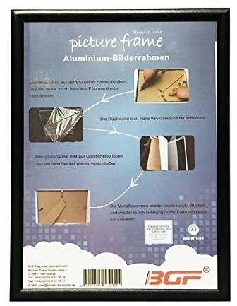 DIN A4 A5 Bilderrahmen Fotorahmen Klapprahmen Alu Poster Foto Schwarz (A4)