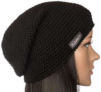 Beanie ICA Baby-Alpaka schwarz Unisex Damen-Mütze Herren-Mütze Häkelmütze Haube by siamo-handmade