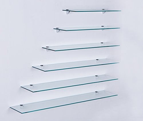 Euro Tische Étagère Murale en Verre 100cm, étagère en Verre pour Salle de Bain, étagère de Douche en Verre Clair avec Verre de sécurité trempé de 6mm et Supports métalliques (Clair)