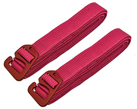 riemot Spanngurt Koffergurt mit Haken Allzweckgurt Packriemen für Outdoor, Sport - 2 Stück, ca.200 cm Länge, 2 cm Breite - Rosa
