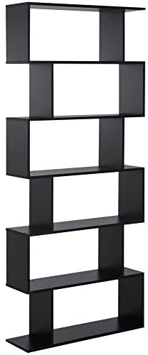 HOMCOM Libreria Legno Design Moderno con 6 Ripiani 80 × 23 × 192cm Nero