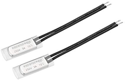 sourcing map KSD9700 Termostato, 70 ℃ Normalmente Aperto Interruttore di Temperatura Termico, N.O 5A Metallo Bimetallico Regolatore di Temperatura 2 pz