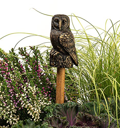 Cane Companions Decorative Barn Owl Stake Topper - Handmade Flower Pot Garden Ornament - Outdoor Figurine