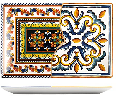 H&H Positano Piatto Rettangolare, Stoneware, 34x22cm