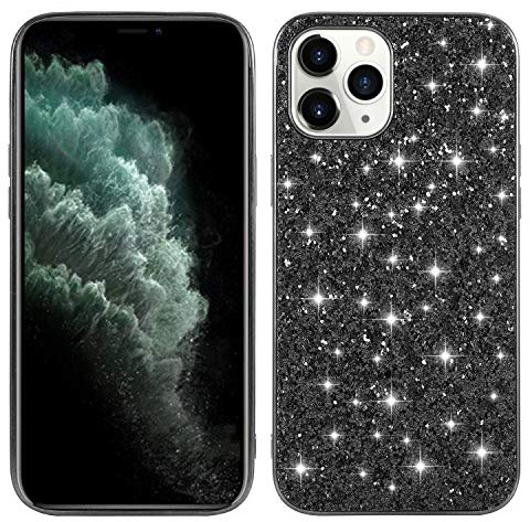 Artfeel Bling Glitzer Hülle Kompatibel mit iPhone 12/iPhone 12 Pro 6.1 Zoll,Glänzend Funkeln Mädchen Frauen Handyhülle Weich Silikon + Hart PC Schutzhülle Slim Dünn Kratzfest Stoßfest Case,Schwarz