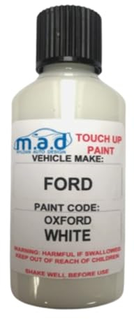 M.A.D MYLDAN AUTO DESIGN Touch Up Paint Compatible with FORD OXFORD WHITE CODE YZ - 30ml Kit, Gloss Finish with Built-in Brush - Made with Helios Paint