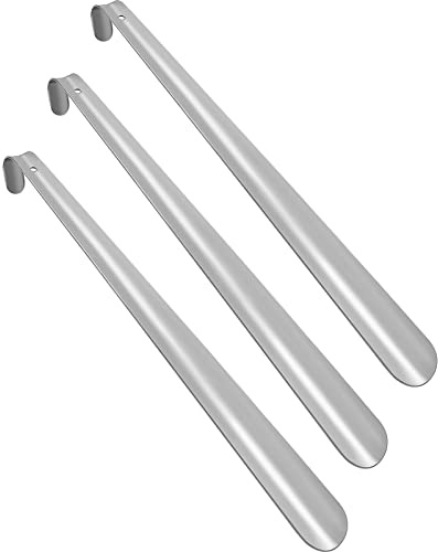 metagio 3 Stück Schuhlöffel Edelstahl, Metall Langer Schuhanzieher | Metall Schuhlöffel, Edelstahl Shoehorn, 42cm, Schuhanzieher sehr stabil mit ergonomischer Form