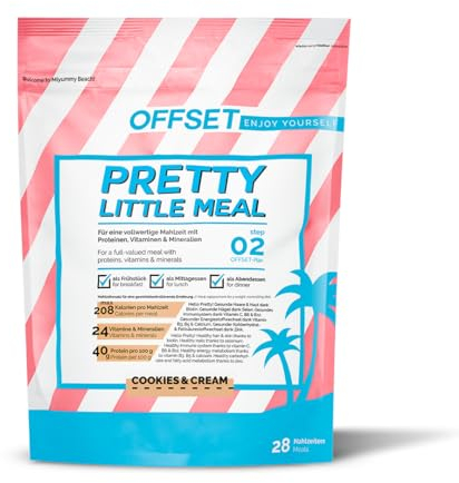 OFFSET Nutrition Abnehm Shake Cookies & Cream [nur 208 KCAL pro Shake] - 28 Portionen | Mahlzeitersatz | Diät Shake mit 24 Vitaminen & Mineralien | Glutenfreie Trinkmahlzeit