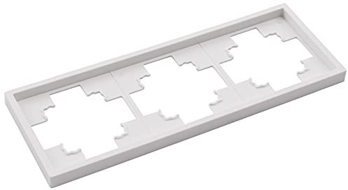 McPower Marco de 3 compartimentos | Shallow | blanco mate, marco de cubierta para enchufes e interruptores, diseño moderno, fácil montaje