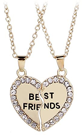 YALLNASL BFF Friendship Necklace Gift for 2 Best Friends Necklaces for Friend Broken Heart Pendant Necklace for Women Match Best Friend Necklace Forever Heart Necklaces