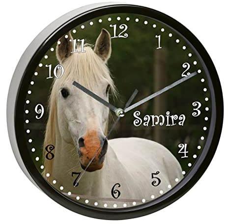 CreaDesign, Wanduhr Kinder personalisiert mit Name, Motiv Schimmel, Rahmen Wanduhr schwarz, Ø 19,5 cm