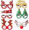 DERAYEE Weihnachtsbrille, 6 Stück Weihnachtsbrillen, Weihnachten Brille Rahmen für Deko Weihnachten