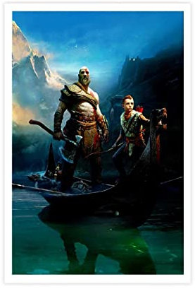 FABIVA God of War Kratos Atreus Poster Leinwand Poster Wandkunst Dekor Bild Gemälde für Wohnzimmer Schlafzimmer Dekoration Rahmen Stil 30 x 45 cm