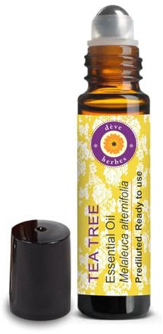 Deve Herbes Tea Tree Essential Oil (Melaleuca altenifolia) Pre Diluted Ready to Use Roll-on Blend for Aromatherapy and Topical Skin Application for Kids and Adults 10ml (0.33 oz)