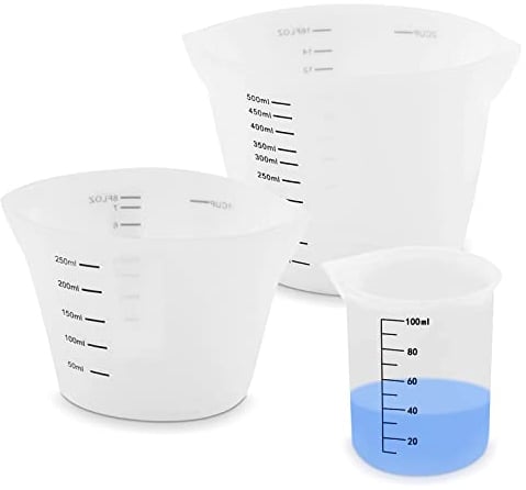 Messbecher aus Silikon, Epoxidharz Mischbecher mit Skala Clear, Silicone Measuring Cups für Gießformen, Diy Handmade