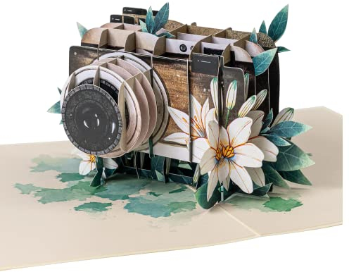 Rykamia Pop-Up-Karte mit Vintage-Kamera, blanko, Fotografie, Geburtstags- und Dankeskarte für Fotografen, Kamera-Geschenk