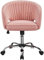 Abician Fauteuil d'ordinateur en Velours à roulettes avec Dossier Capitonné Arrondi Assise Réglable en Hauteur pour Salon Chambre Bureau Rose