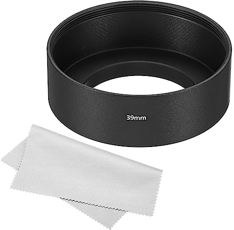 PATIKIL 39mm Obiettivo Cappuccio, Standard Messa Fuoco Smerigliato Superficie Antiriflesso Interno Cappuccio con Pulizia Panno per Fotocamera Obiettivo, Nero