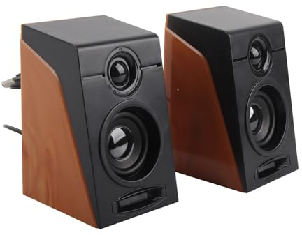 Mini Altoparlante Doppio - Colore Simile al Legno, Qualità del Suono HIFI Portatile per PC, Computer Con Interfaccia Audio USB e 3,5 mm per Viaggi in Casa