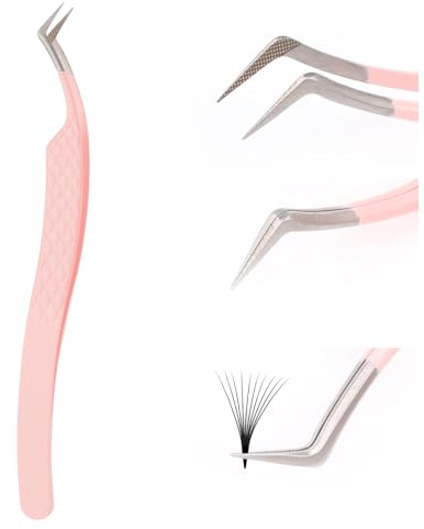 FADVAN Pince Extensions Cils a Epiler Pour Pince à Epiler Extension de Cils Professionnel Coude Métallique en Acier Inoxydable Pince à épiler Autonome Rose(Pince Universelle)