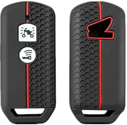 Happyit Silikon-Autoschlüssel-Hülle für Honda PCX 150 Hybrid X-ADV SH125 Scoopy SH300 Forza 125 300 Motorroller 2 Tasten (Schwarz + Rot)
