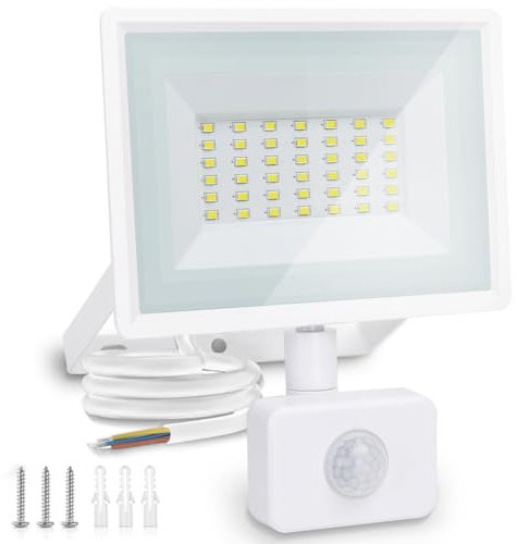 Aigostar 30W Projecteur LED Détecteur de Mouvement,2700LM Ultra Mince Spot LED Extérieur Avec Détecteur,Lumière de Sécurité Etanche IP65 pour Jardin,Patio,Cour,Allée,Blanc Froid 6500K