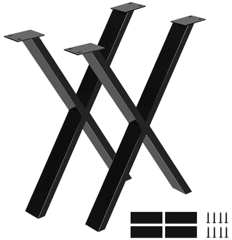 Fruyyzl Tischfüße Metall, Tischkufen X Form, Tischbeine Schwarz, Couchtisch Füße 76cm, Tischfuß für DIY Sitzbank, Esstische, Zweiteilig