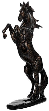 TOPBATHY Pferdestatue aus Kunstharz, Schwarz, Desktop Skulptur