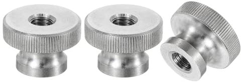 sourcing map Knurled Thumb Nuts, 3Pcs M8 x D24mm x H16mm Stainless Steel Round Knobs Fasteners Through Hole Hand Screw Nut Silver for 3D Printer Parts, Machine Tools