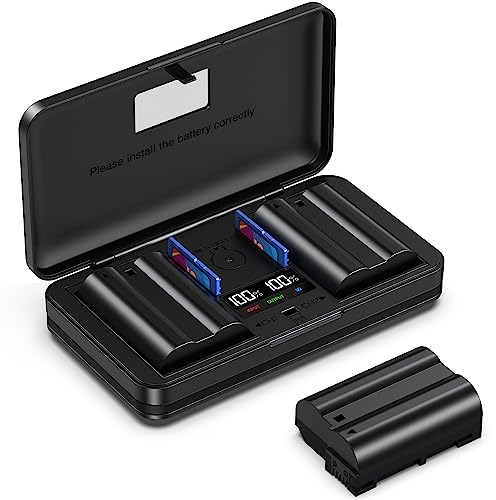EN-EL15 (2200mA) Camera Battery Multifunctional Charger Set (Including Two Batteries) Compatible with Nikon Z6 Z7 V1D 750D 7500D 850D 7000Db7100D 7200D 500D 780D 600D 610D 800D 810D 810a