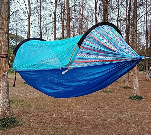 Hammock Tent Portable Triangle Hammock Three-In-One Belt Gauze Camping Hammock with Tree Belt Hammock Tent Outdoor Hammock Camping Backpack, Travel, Backyard, Beach(Color:C,Size:one size)
