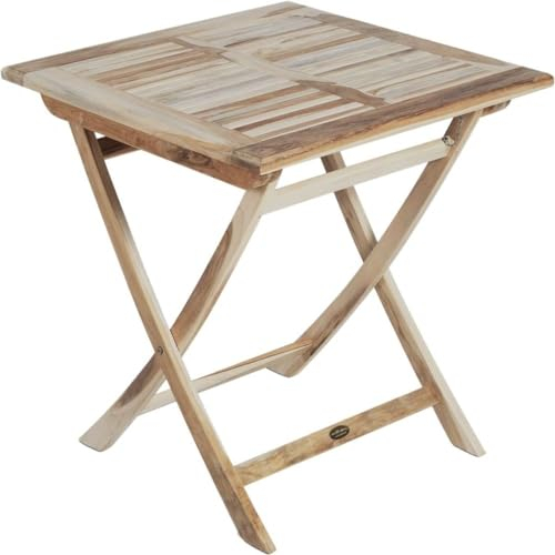 möbelando Klapptisch >Java< in Natur aus Teak, C-Grade - 70x75x70cm (BxHxT)