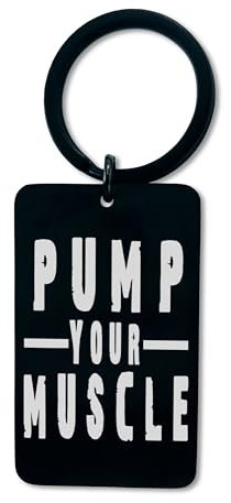 Lauthings Pump Your Muscle Workout Keychain Tag Engraved Keyring Steel Pin Pendant