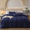 Gezu Bettwäsche 135x200cm Baumwolle Marineblau Blau 4 Teilig Baumwolle Einzelbett Uni Bettwäsche Set Weiche ÖkoTex Zertifiziert für Allergiker und Kissenbezüge 80x80cm mit Reissverschluss