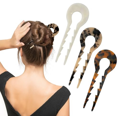Haarnadeln Groß, 3 Stück U Förmige Haargabel Haarnadel,Hairpin,Französische Haarnadel, U-förmige Haarspangen,French Hair Pin,Hochsteckfrisuren Frisuren Zubehör für Damen Mädchen