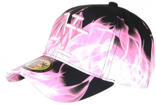 Hip Hop Honour Berretto NY Rosa e Nero Fiamme Streetwear Baseball Fire - Taglia: Taglia unica - Colore: Rosa - Misto, Rosa, taglia unica