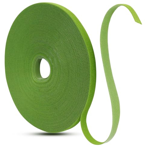 Redamancy 49.2Feet/15m Plant Ties, 10mm Green Garden Tape Plant Tie, Self Adhesive and Reusable Plant Tape, Tree Ties for Garden Climbing Plant Wrap Tape Cable Organiser