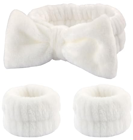 3-teiliges Plüsch-Armband-Set zum Waschen des Gesichts, Plüsch-Handgelenk-Haarbänder, Waschhandtuch, Tuch verhindert Verschütten von Wasser