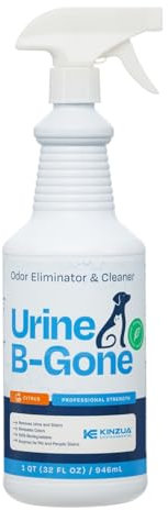 KINZUA ENVIRONMENTAL Urine B-Gone, Professional Enzyme Odor Eliminator & Pet Stain Remover, Human, Cat & Dog Urine Cleaner, Effective on Laundry, Carpets & More | Citrus Scent - 947ml (Pack of 1)