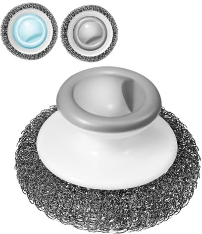 PLAFOPE 3-Piece Stainless Steel Dish Cleaning Brush Set Dish Brush Scourer for Kitchen Cleaning Dish Washing Sc Reusable Scrub Brush