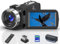 GTYOLOR Videocamera digitale 8K 64MP 18X Videocamera per YouTube 3 pollici Flip Screen Videocamera Vlogging con scheda SD da 32 GB, telecomando 2.4G, due batterie e microfono esterno