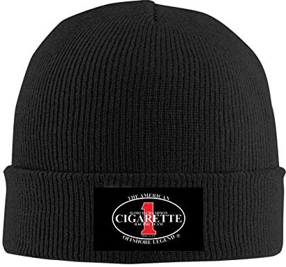 Cigarette Racing Team Logo Herren Winter Warme Strickmütze Beanie Mütze Schwarz, Schwarz , Einheitsgröße
